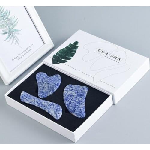 Sodalite Jade Stone Guasha Massager Acupuncture Therapy Face Lifting Gua Sha Scraping Board Facial Eye Massage Gouache Scraper