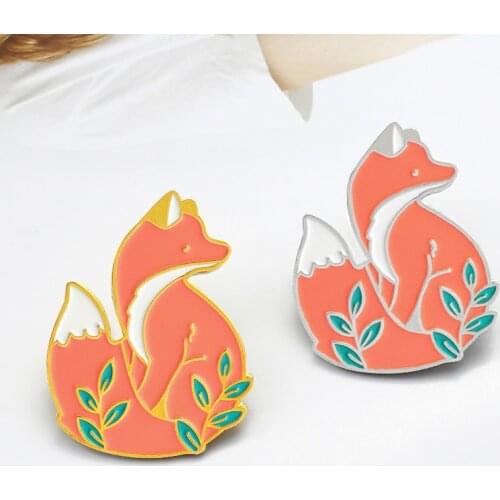 Cartoon Cute Fox Brooch Pink Foxes Metal Brooches For Childrens Pins Badge Clothing Backpack Jewelry Gift