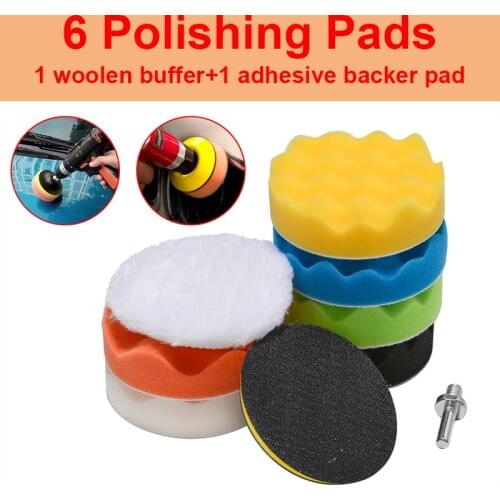 8Pcs 100mm Gross Polishing Buffing Pad Kit For Car Polishing With Drill Adapter 4 inch Polisher Pads Buffing Adhesive Backer Pad