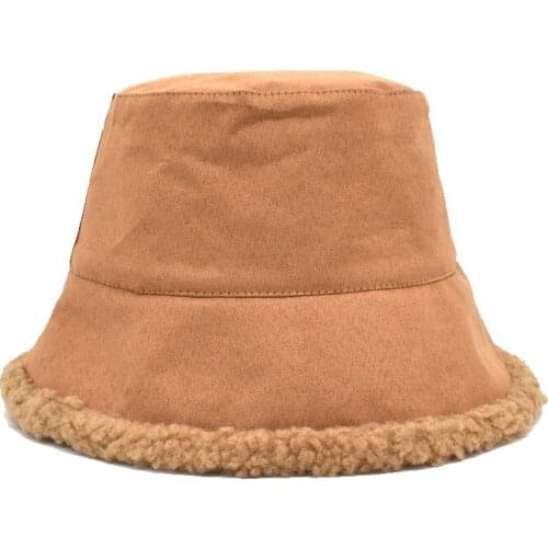 FUODRAO New Winter Warm Women Bucket Hats Faux Fur Thickened Soft Panama Girls Japanes Vacation Fisherman Cap M186