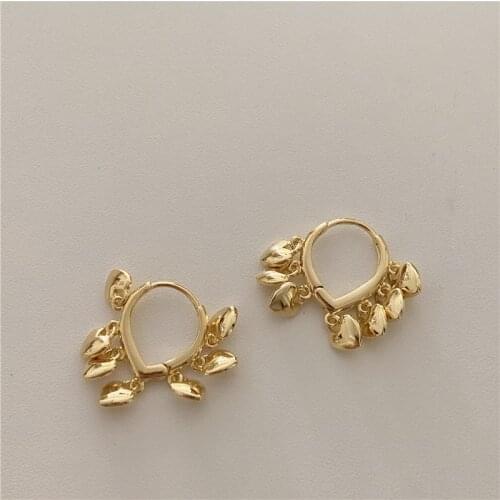 New Vintage Silver Color Love Heart Tassel Golden Pearl Metal Geometric Round Hoop Earrings for Women Jewelry Gifts