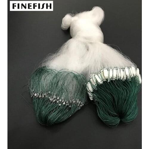 Finefish 3 Layers 4*100M Hunting Catch Fishing Net Monofilament Trap Fishing Gill Network With Float Outdoor Sport Fish Gillnet