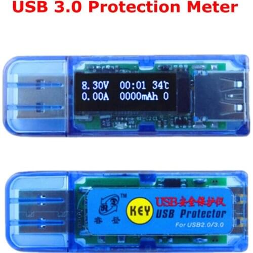 OLED USB 3.0 protection instrument meter voltmeter ammeter power capacity voltage current mobile power charger white