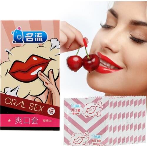 Sex Toys for Men Blowjob Cherry Flavor Natural Latex Condoms Oral Sex Condom Safe Contraception Penis Sleeve 10pcs/box