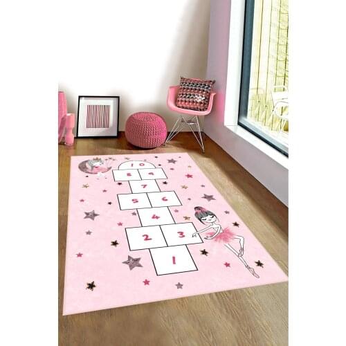 Pink Seksekli Kids Room Play Mats Bi130 80 cm x 150 cm
