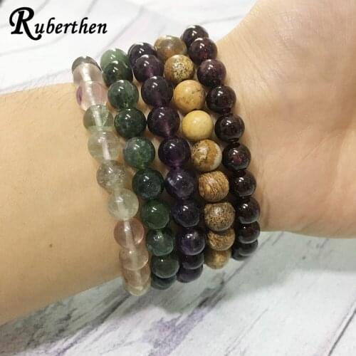 Ruberthen Picture J asper Bracelet Set Chakra Energy Beads Garnet Moss Agates Jewelry Motivation Bracelet Diet Jewelry