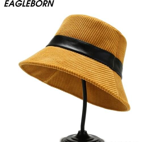 New Winter Hat Corduroy Korean Bucket Hat Women Hat for Women Bonnet Pink Hat Large Solid Stripe Bucket Hat Corduroy Bucket Hats