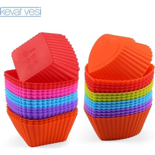 12Pcs/lot Silicone Mold Muffin Cupcake Baking Moldscake Baking Silicone Mold Kitchen Cooking Bakeware Maker Diy Cake Tools