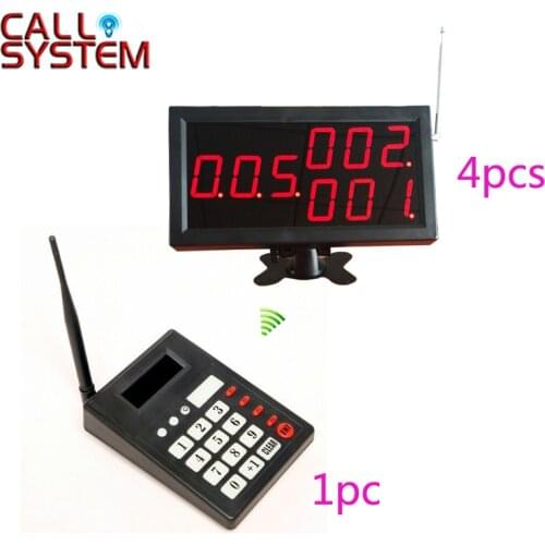 Queue Calling System for restaurant cafe customer queue services, 1 transmitter + 4 display