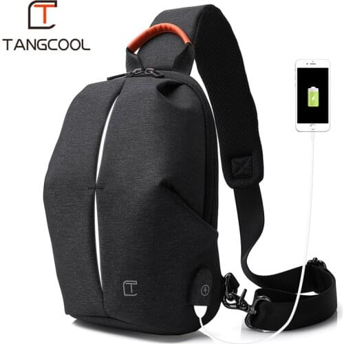 Tangcool Brand Korean Design Men Fashion Waterproof Messenger Bags Chest Pack Sports Shoulder Bag for Ipad with Reflective strap