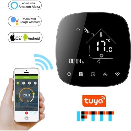 0.5C degree Accuracy Round Shape Smart WiFi Floor Heating Thermostat Tuya Intellagent App Alexa Voice Control