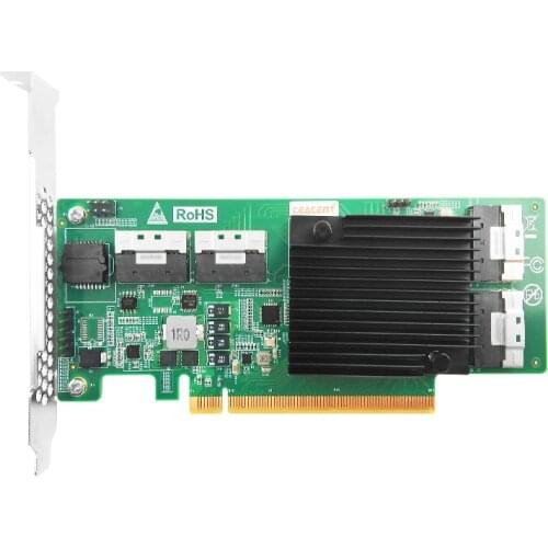 Slim sas, sas4.0, SFF8654 NVMe Controller, ANSL4PE16, Quad Port , Support 8 for NVMe SSD, Support Hotplug. PCIe3.0 X8