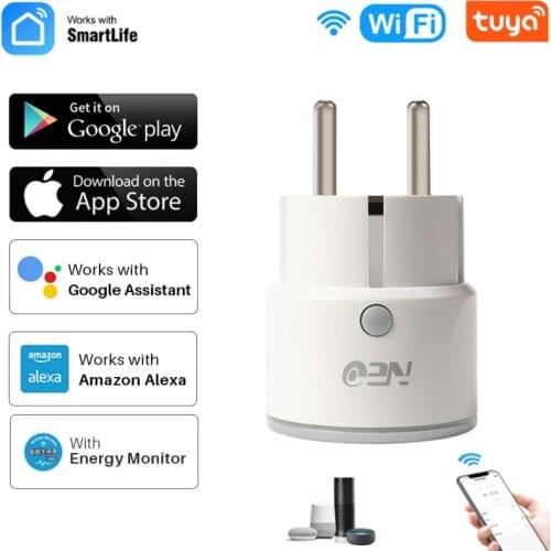10A EU Smart Wifi Plug With Power Monitor Smart Home Wireless Socket Outlet Timer Plugs Works With Alexa Google Home Tuya App