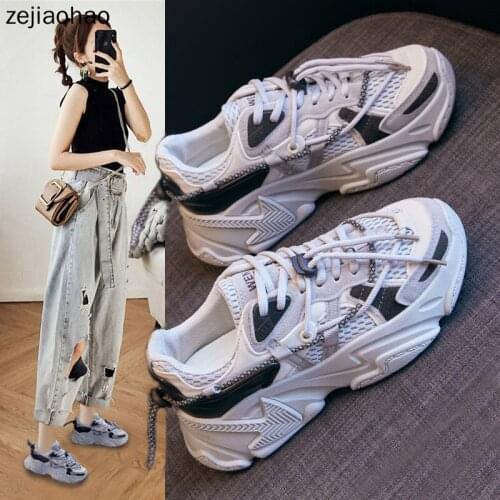Zejiaohao Autumn Women Shoes Flats Causual Ladies Sports Shoes Fashion Air Mesh Lace Up Light Breathable Female Sneakers ks-H01