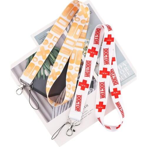 ZF2879 1pcs Doctor Red Cross Band Aid Lanyard ID Badge Phone Rope Key Lanyard Neck Straps Accessories Hospital Supply