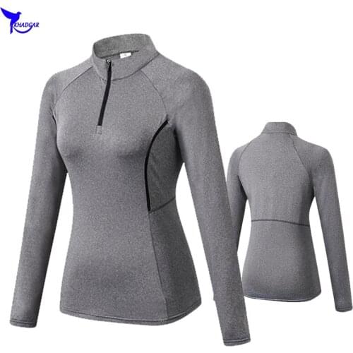 Women Spring Quick Dry Running Sweatshirt Long Sleeve Elastic Yoga Shirt Gym Fitness Workout Sportswear Jackets with Thumb Hole