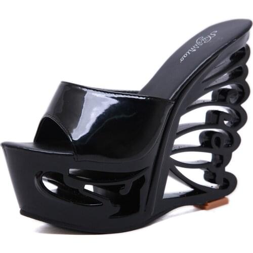 New Womens Bridal Wedding Shoes Slippers Wristband Metal Waterproof Platform Special-shaped Super 15cm High Heel Sandals