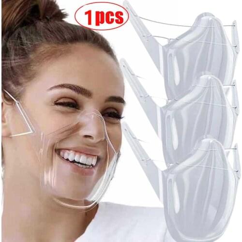 1pcs Transparent mask Anti-Fog Anti-spitting kitchen Mask Women Men Reusable Breathable Durable PC Mouth Shield PET Plastic Mask