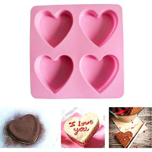 1PC Cute Heart Cake Mould Pink Silicone Fondant Mold Cake Decor Chocolate Baking Soap Ice Mould Tool Kitchen Dessert Baking Mold