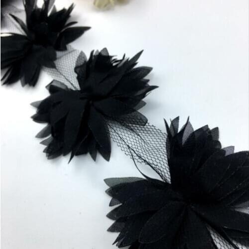 10Yards 3D Chiffon Magnolia Leaf 120D Chiffon Stereo Flowers Lace Garment Accessories Applique Trimming Headband Sewing Supplies