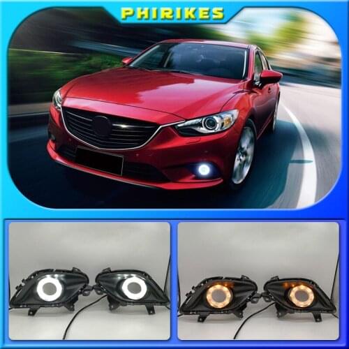 2Pcs For Mazda 6 Atenza 2014-2016 Waterproof ABS 12V DRL Fog Lamp Decoration Daytime Running Light Car Accessories