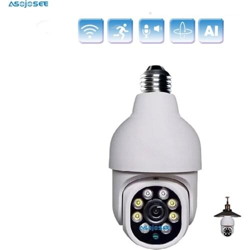 Tuya Mini Bulb E27 Connector Camera Lamp Auto Tracking Two-way Audio Full Color Night Vision Wireless PTZ Rotation Security Cam