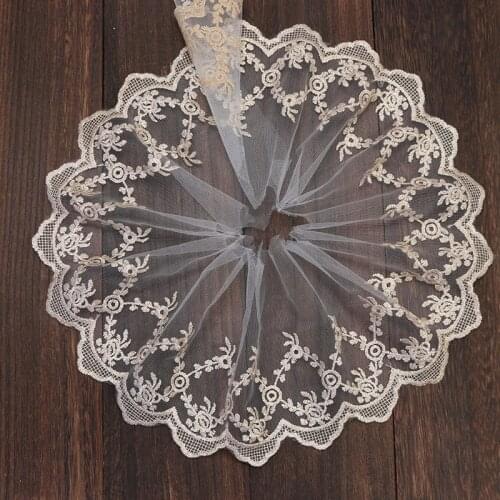 20Yards Handmade Golden Embroidery Lace Trim Tulle Mesh Wedding Clothes DIY Craft Laces Ribbon Fabric Sewing for Tablecloth