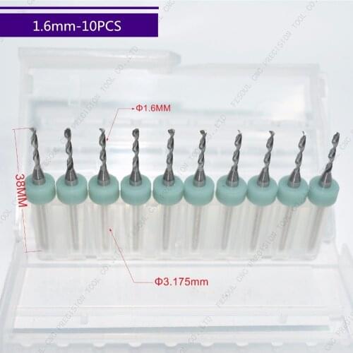 3.175mm*1.6mm,10pcs,Free shipping solid carbide PCB Drill Bit,CNC milling Cutter,Solid carbide Drill,wood tool,plastic