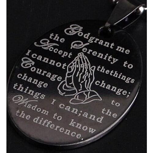 30pcs Black English Serenity Prayer Bible Stainless Steel Pendant " God grant me..." Wholesale Men Jewelry ONLY pendants