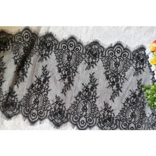6 meters /lot Eyelashes lace trim White and black lace fabric handmade diy clothes accessories 38cm wide