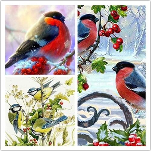 Full Drill Diamond Painting Bird Mosaic Animal Home Decoration Embroidery Winter Scenery Handmade Gift