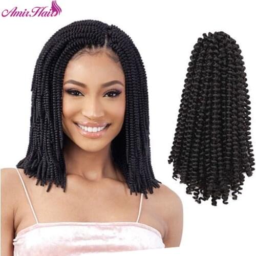 Amir Ombre Kinky Curly Crochet Spring Twist Braids Synthetic Hair Extensions For Women High Temperature