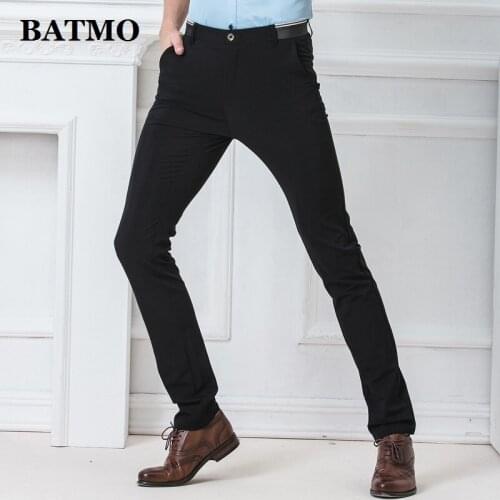 BATMO 2019 new arrival high quality casual pants men,mens smart casual pants,black trousers,plus-size 1555