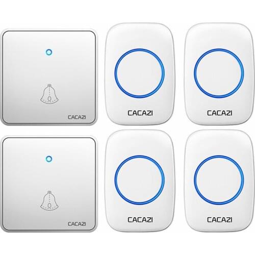 CACAZI Home Wireless Doorbell Waterproof 300M Remote Night Light Receiver 2032 Battery Transmitter US EU UK Plug Smart Chimes