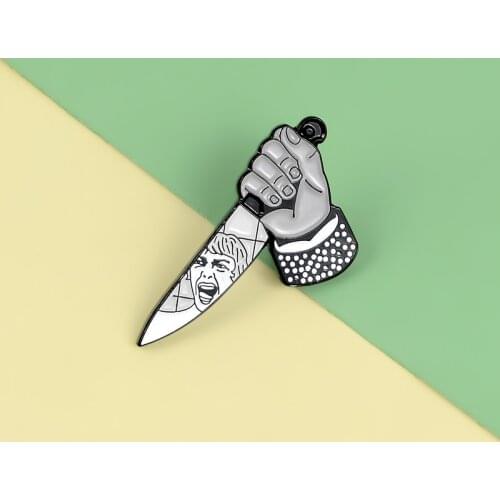 Lapel Pin Mentally Ill Holding Knife Metal Pins Hard Enamel Pins Brooches Badges Clothes Pins Punk Jewelry Gift Friends