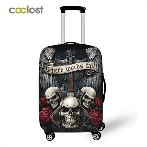 Punk Rock Guitar Rose Skull Suitcase Cover Travel Accessories Elastic Protective Luggage Covers Anti-dust Case Cover 18-32 inch