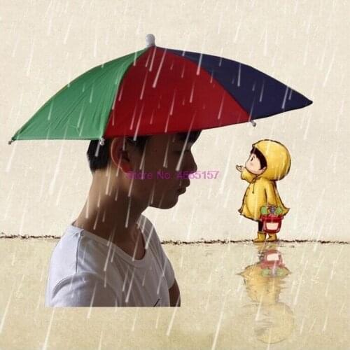 By dhl or ems 100pcs 2016 New Umbrella Hat Sun Shade Camping Fishing Hiking Festivals Outdoor Brolly for Child Diameter 55cm