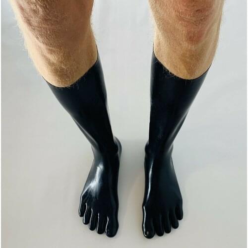 Seamless Module Knee-High 3D Latex 5 Toes Socks Rubber Mid-Calf Length Stocking