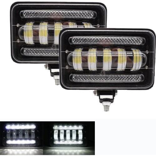1pc/2pcs Lens Square Led Work Light For Trailer 4WD SUV UTV Trucks 4x4 Offroad Tractor 12V 24V Working Driving Lights Headlight