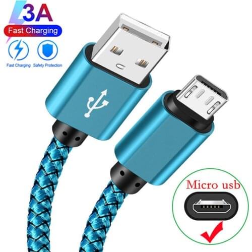 2M 3A fast Micro USB Data Cable For Huawei Samsung A7 Nokia 6 Redmi Meizu M10 Oppo Realme 3 vivo U3x Android Phone Charger cords