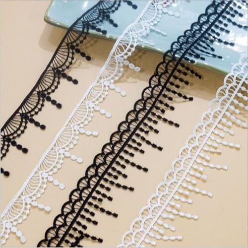 Tassels, whiskers, black/white polyester PT thread, water-soluble garment lace Accessories