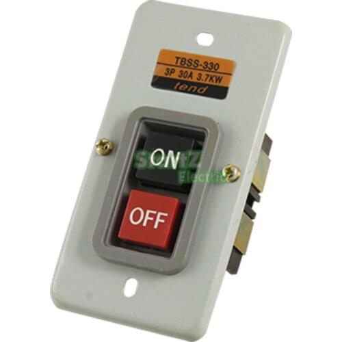 AC 380V 30A 3.7Kw NO OFF Dual Positions Power Push Button Switch TBSS-330