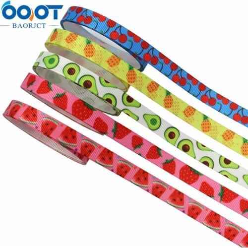 L-20716-670 3/8"(10mm) 10yards fruits series Cartoon grosgrain ribbons,bow cap accessories party Gift wrap DIY handmade material