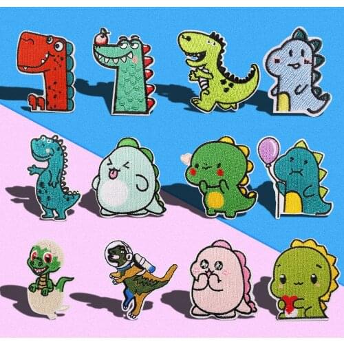 Lovely Dinosaur Patch wholesale Cartoon Embroidery Clothing Biker Patch Badge Stripe Decor Childrens T-shirt jacket accessories
