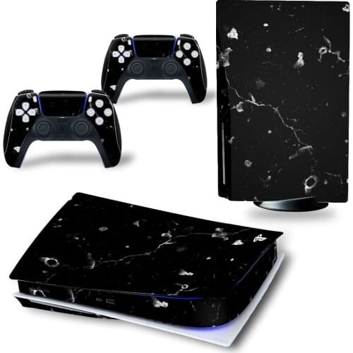 Black Rock PS5 Standard Disc Edition Skin Sticker Decal Cover for PlayStation 5 Console & Controller PS5 Skin Sticker Vinyl