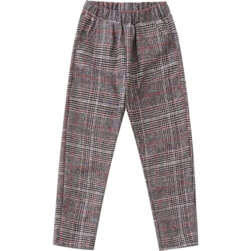 New Children Pants for Girls Plaid Trousers Teenager Casual Pants Outwear Baby Girl Clothing Spring Autumn