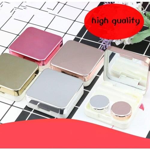 New Colored Contact Lens Case With Mirror women Colored Contact Lenses box cute Lovely Travel kit box Unisex Eyewear Accessories