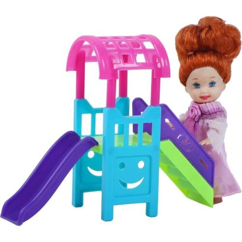 One Set Cute Doll Accessories Amusement Park Kindergarten For Kelly Doll Slide Amusement Park Slide Baby Girl Play House Toy