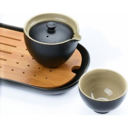 PINNY Vintage Ceramic Kung Fu Tea Set Chinese Hand Made Travel Teapot Include 1 Pot 1 Cup Ceramic Kettle Simple Tea Service