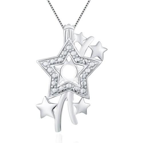 CLUCI Silver 925 Super Star Shaped Pearl Pendant Locket for Women Necklace Making 925 Sterling Silver Charms Pendant SC305SB